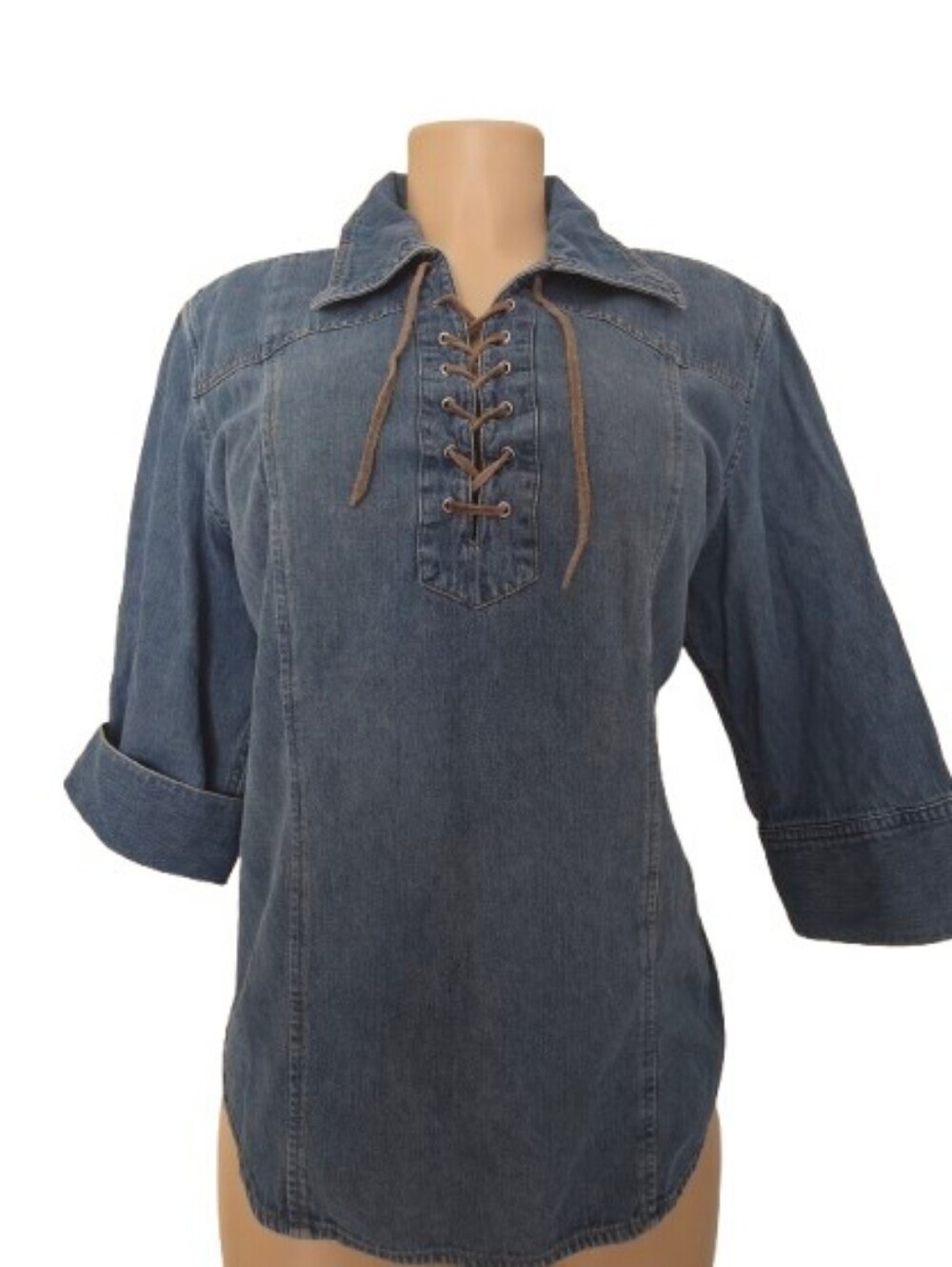 Denim Lace Up Women Top Size 14/16